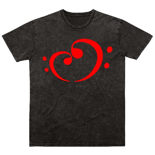 2 Music Bass Clef Heart Love Note Two Treble Sound Mineral Wash T Shirts