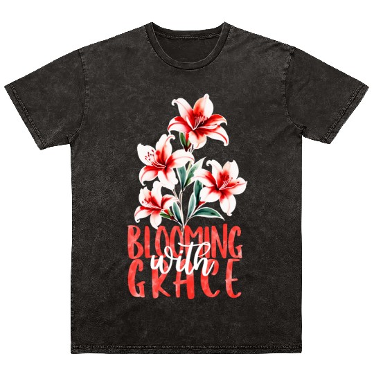 Elegant Red Azalea Watercolor Mineral Wash T Shirts