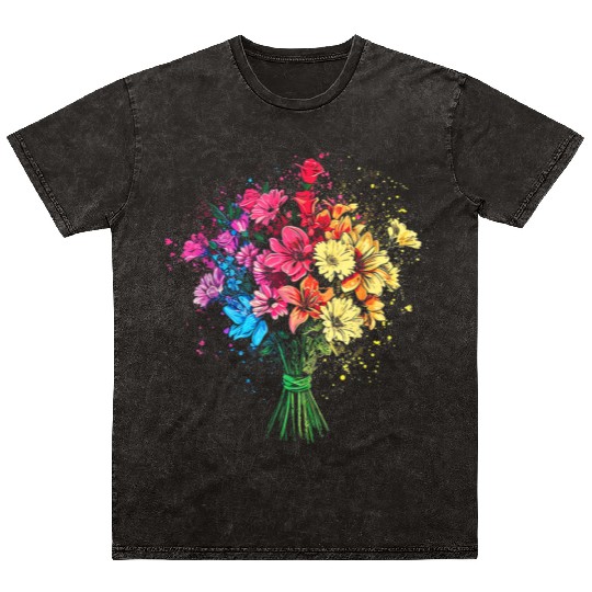 Flower Nature Art Graphic Mineral Wash T Shirts