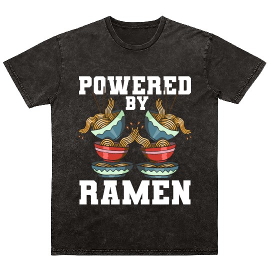 Powered By Ramen Anime Japanese Soup Cup Noodle Mineral Wash T Shirts