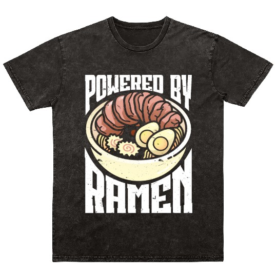 Powered By Ramen Anime Japanese Soup Cup Noodle Mineral Wash T Shirts