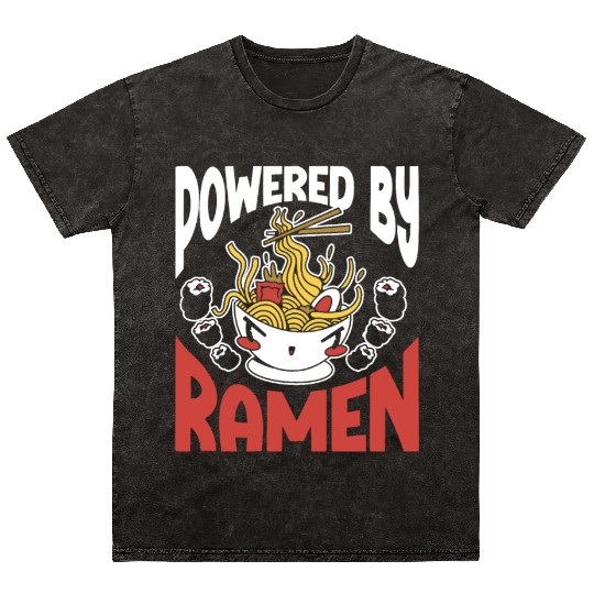Powered By Ramen Anime Japanese Soup Cup Noodle Mineral Wash T Shirts