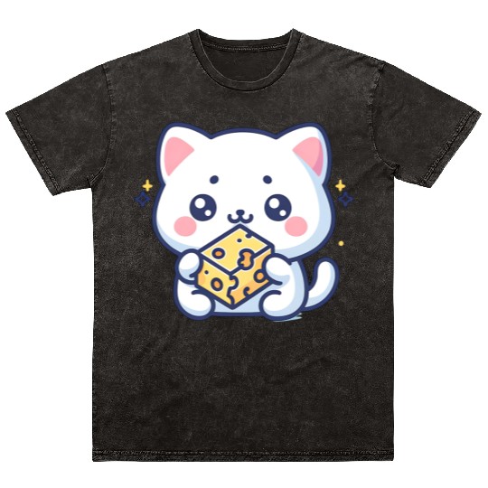 Cheese Cube Cat Mineral Wash T Shirts