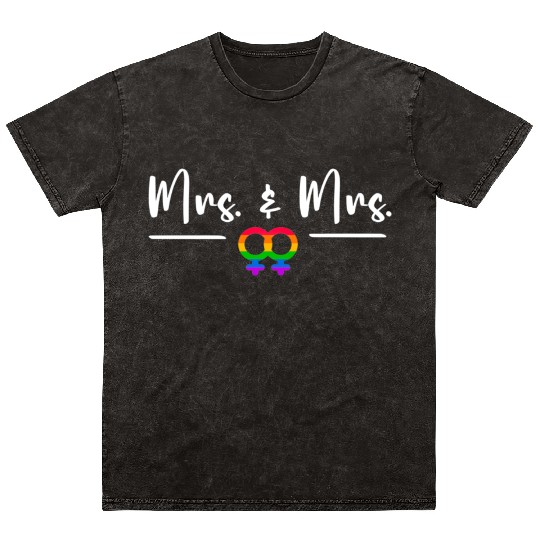 Gay Lesbian LGBT Wedding for Mr and Mrs Honeymoon Mineral Wash T Shirts
