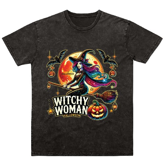 Couple Halloween Husband Witchy Woman Halloween Mineral Wash T Shirts