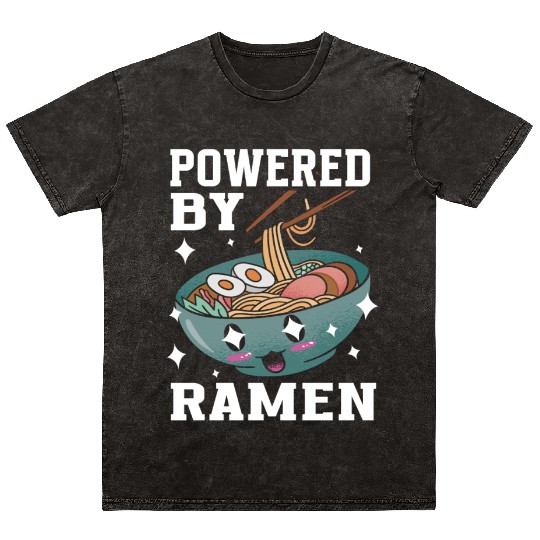 Powered By Ramen Anime Japanese Soup Cup Noodle Mineral Wash T Shirts