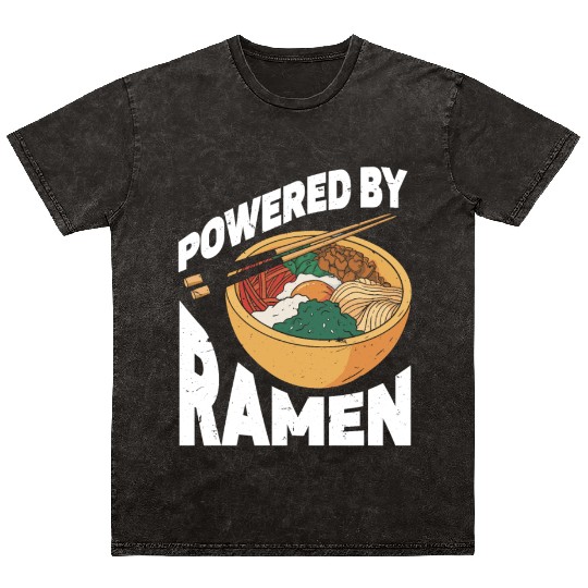 Powered By Ramen Anime Japanese Soup Cup Noodle Mineral Wash T Shirts