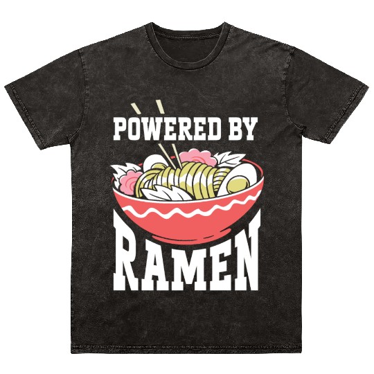 Powered By Ramen Anime Japanese Soup Cup Noodle Mineral Wash T Shirts