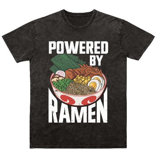 Powered By Ramen Anime Japanese Soup Cup Noodle Mineral Wash T Shirts