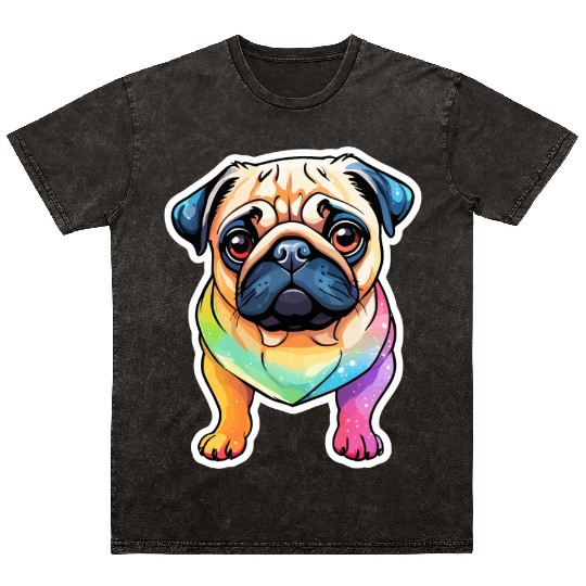 Pug Watercolor Mineral Wash T Shirts