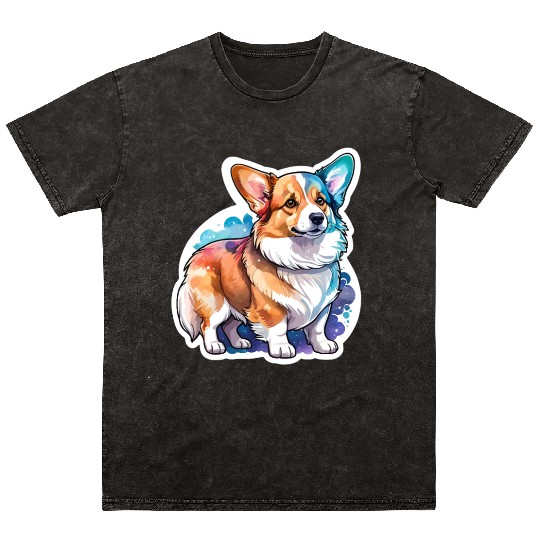 Pembroke Welsh Corgi Watercolor Mineral Wash T Shirts