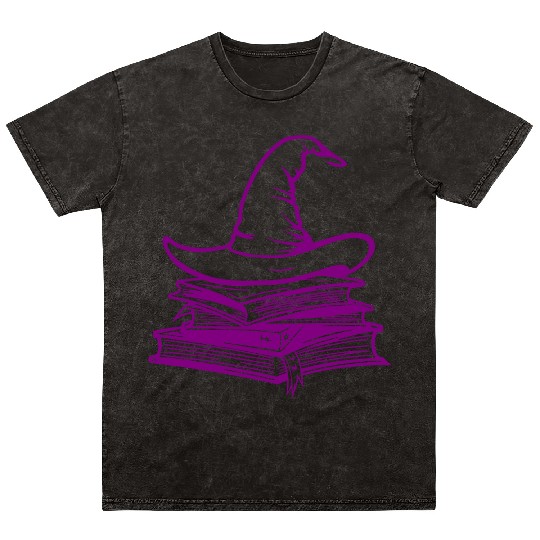 Wizard Hat On Stack Of Books - Back to School Mineral Wash T Shirts