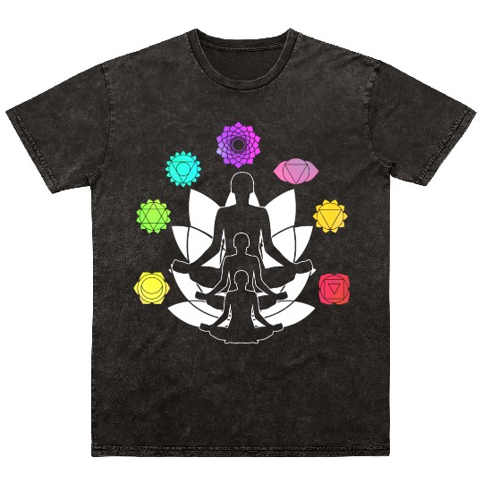 Lotus Spiritual Yoga Chakra Zen Meditation Mineral Wash T Shirts