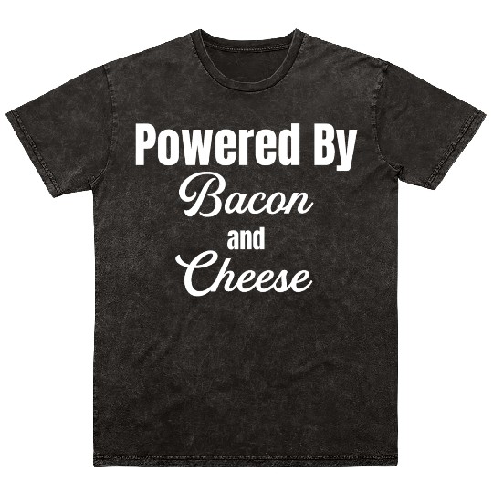 Powered By Bacon and Cheese Meaty Barbecue BBQ Mineral Wash T Shirts