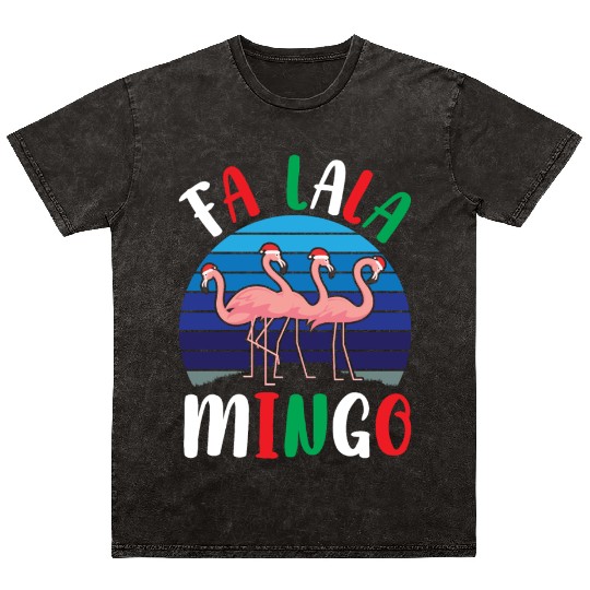Candy Cane Flamingoes Fa La La Mingo Flamingo Mineral Wash T Shirts