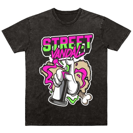 Street Art Spray Can Streetwear Mineral Wash T Shirts