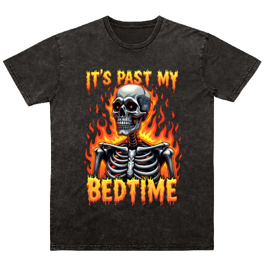 It's Past My Bedtime Funny Skeleton Meme sarcastic Mineral Wash T Shirts