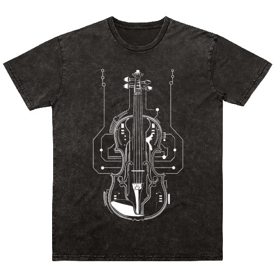 Violin Sketch Mineral Wash T Shirts