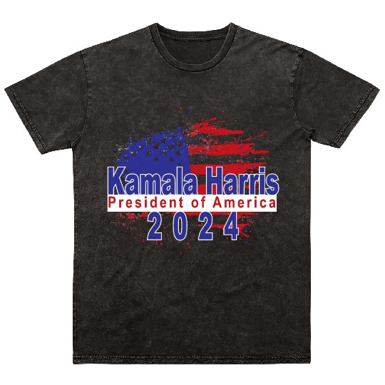 Kamala Harris President of America 2024 Mineral Wash T Shirts