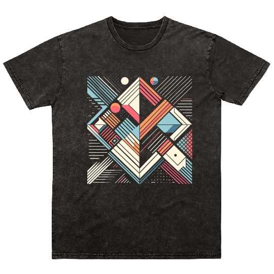 Retro Geometric Shapes 80s 90s Style 4 Mineral Wash T Shirts