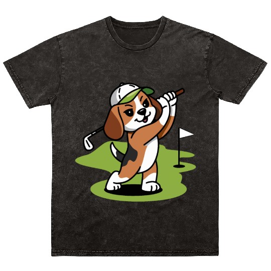 beagle dog golf Mineral Wash T Shirts