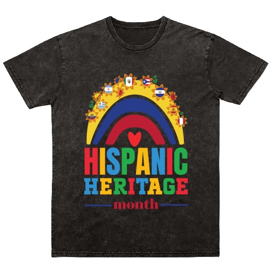 Hispanic heritage month flags colorful rainbow col Mineral Wash T Shirts