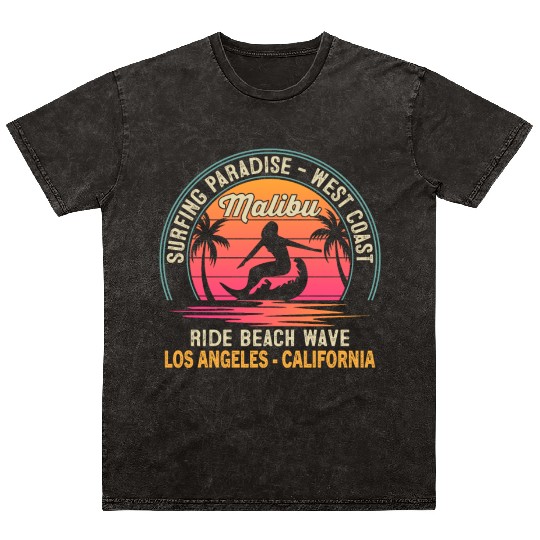 A NEST COAST NG PARADISE - SURFING Malibu RIDE BEA Mineral Wash T Shirts