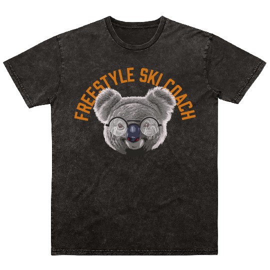Koalified Freestyle Ski Coach Skiing Funny Freesty Mineral Wash T Shirts