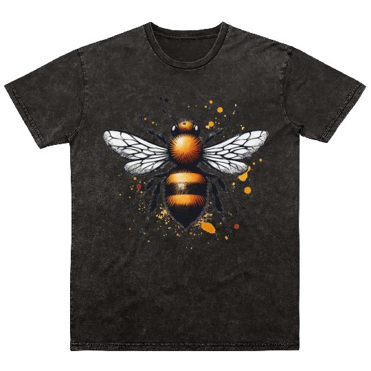Honey Bee Insect Art Mineral Wash T Shirts