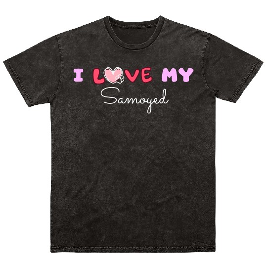 I Love My Samoyed Mineral Wash T Shirts