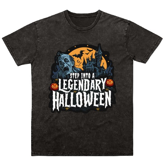 Spine Chilling Spooky Halloween Horror Design Mineral Wash T Shirts