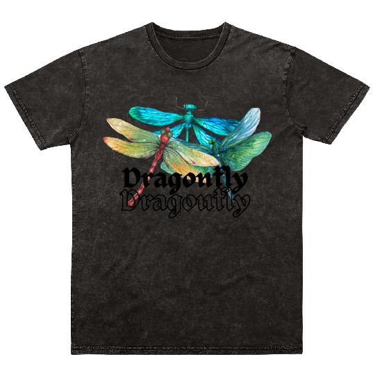 Colorful Dragonflies - Dragonfly Design Mineral Wash T Shirts