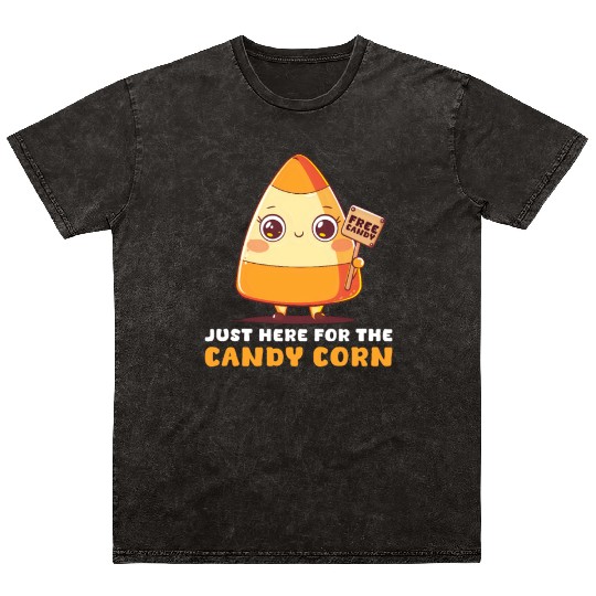 Candy Corn Just Here For The Candy Corn Mineral Wash T Shirts
