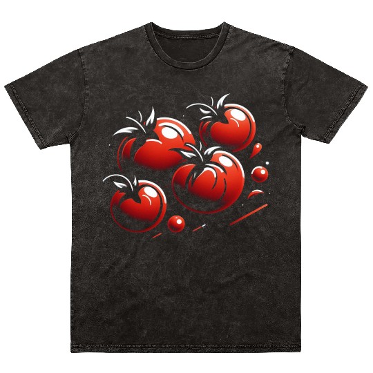 Tomato minimalistic tomatoes design food art 2 Mineral Wash T Shirts