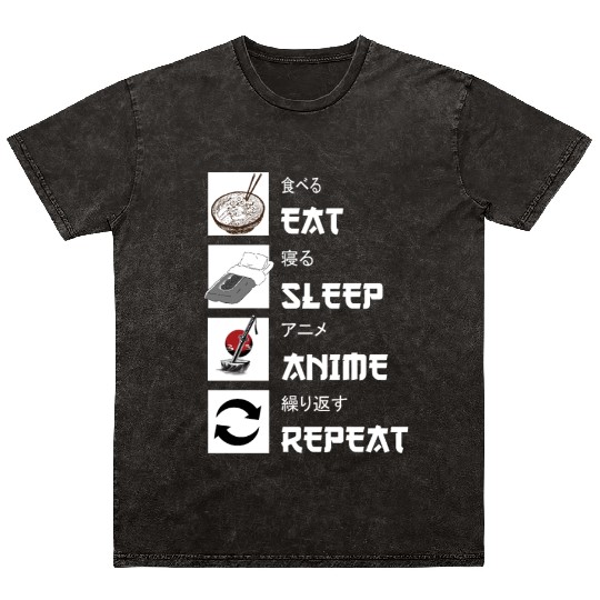 Eat sleep anime repeat manga Mineral Wash T Shirts