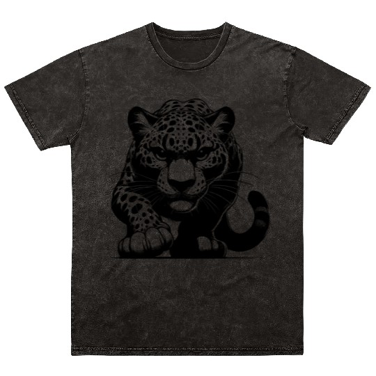 Wild Leopard On The Hunt Fierce Cat Of Prey Mineral Wash T Shirts