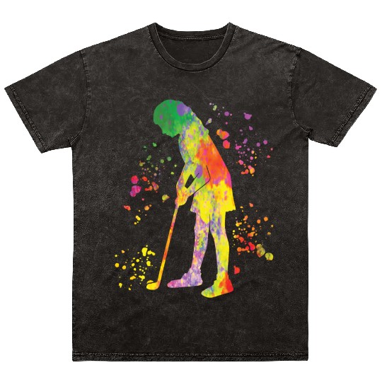 Golfer Colorsplash Kids Miniature Golf Mineral Wash T Shirts