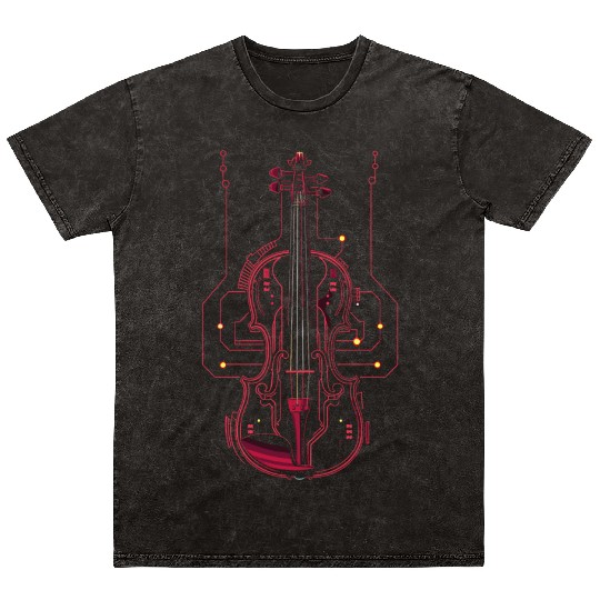 Violin One Line Drawing Mineral Wash T Shirts