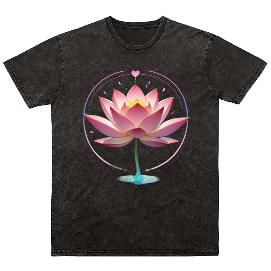 Heartfelt Serenity: Lotus Pulse Mineral Wash T Shirts