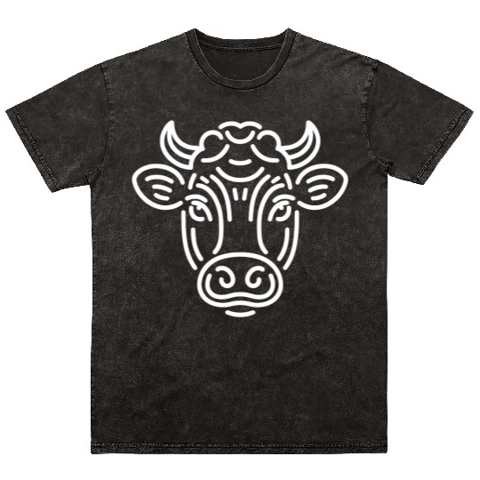 Cow face cows vector farm animal art path6 Mineral Wash T Shirts