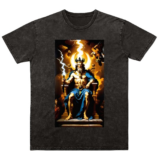 Zeus Jupiter Greek Mythology Gods Baroque Mineral Wash T Shirts
