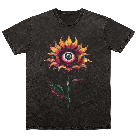 Weirdcore Aesthetic Flower Human Eyeball Strangeco Mineral Wash T Shirts
