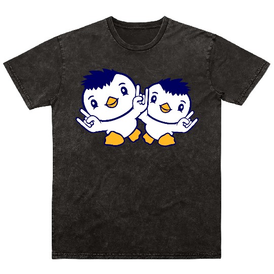 Heavy Metal Duck Bird Team Chick Rock Hand Gesture Mineral Wash T Shirts