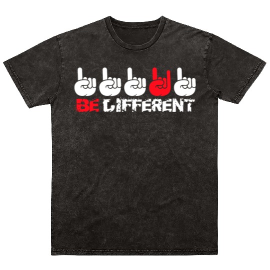 5 Be Different Heavy Metal Hard Rock Hand Gestures Mineral Wash T Shirts