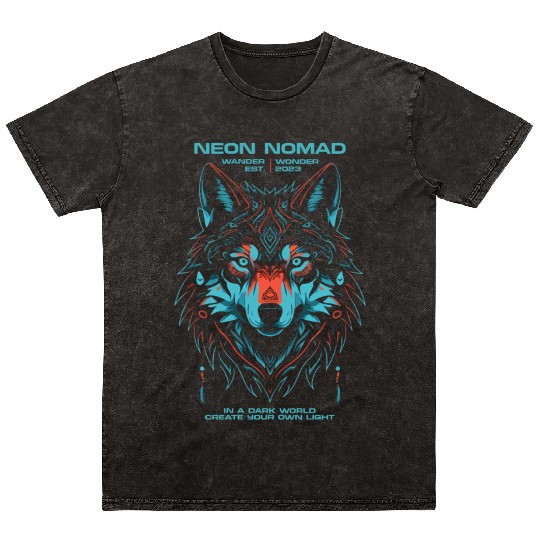 Neon Nomad - Mystical Wolf | by Asarteon Mineral Wash T Shirts