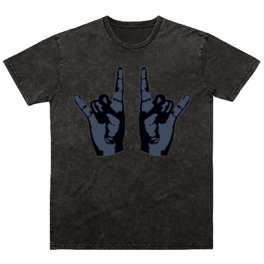 Heavy Metal Fun Hard Rock Music Horns Hand Gesture Mineral Wash T Shirts