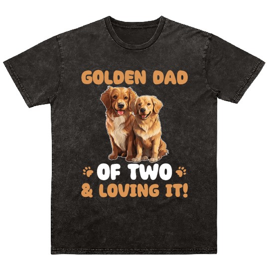 Golden Retriever Golden Dad Of Two Mineral Wash T Shirts