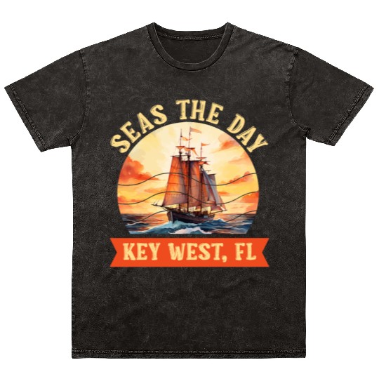 Florida Keys SEAS THE DAY IN KEY-WEST FLORIDA Mineral Wash T Shirts
