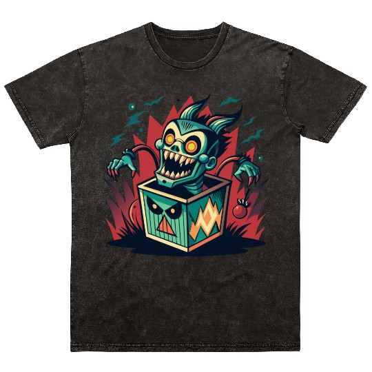 Monster Jack-in-the-Box - Retro Horror Fun Mineral Wash T Shirts