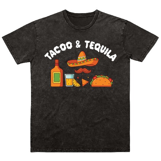 Tacos & Tequila Funny Taco Lover Saying Slogan Mineral Wash T Shirts